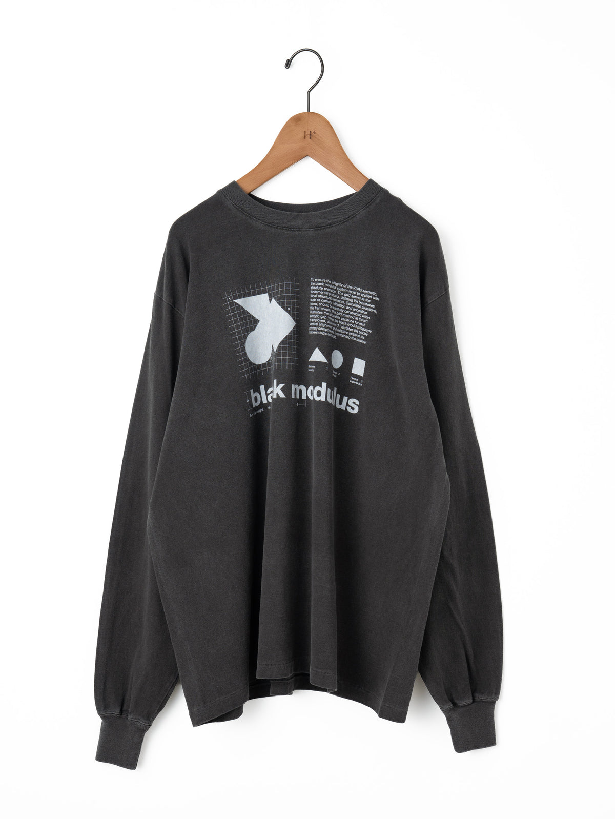 KURO | 17/- ROUND SHAPE DYED L/S TEE "Black Modulus" 964328