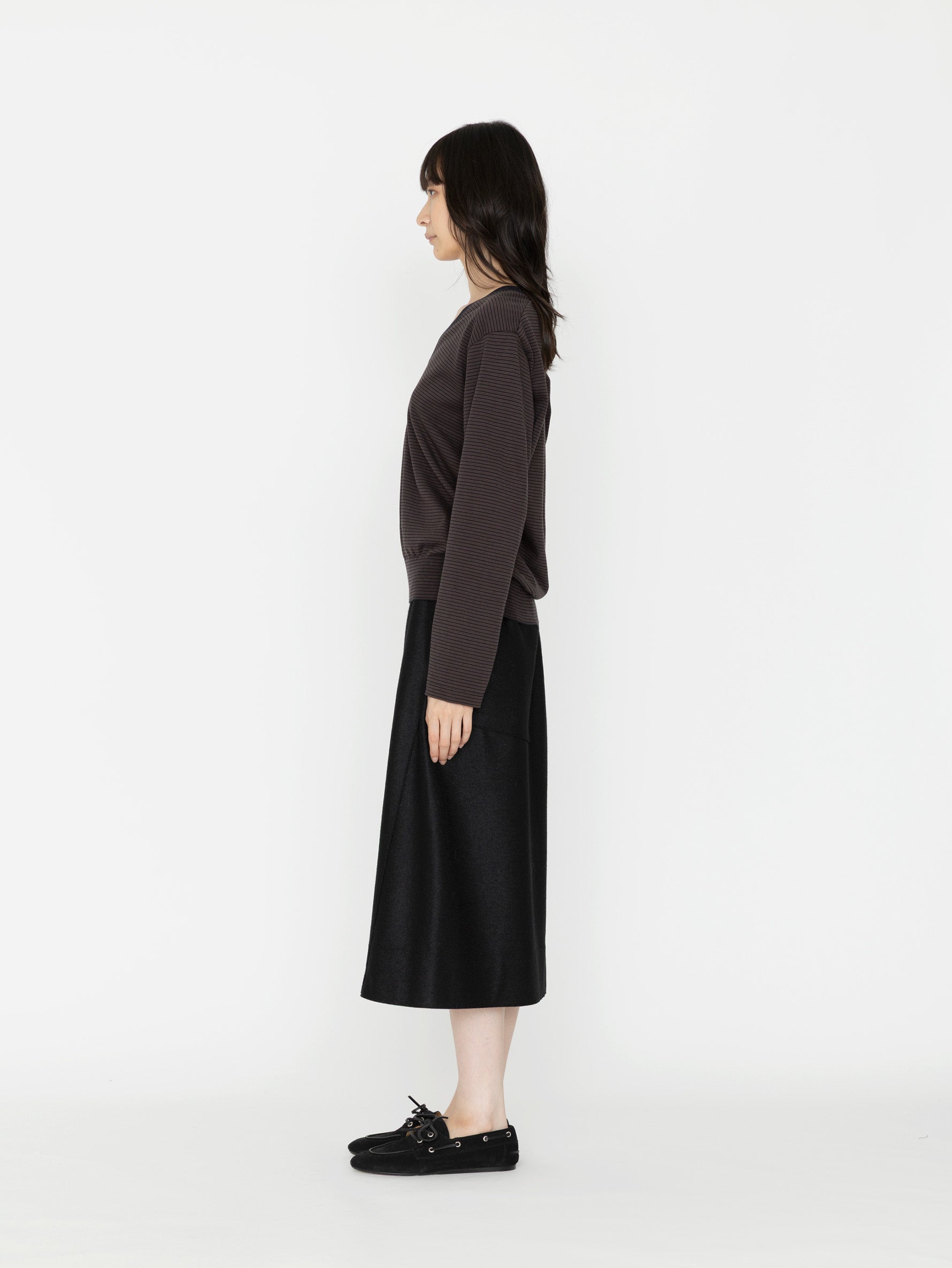 BATONER | BLOWSING V NECK LONG SLEEVE T-SHIRT BN-26FL-005