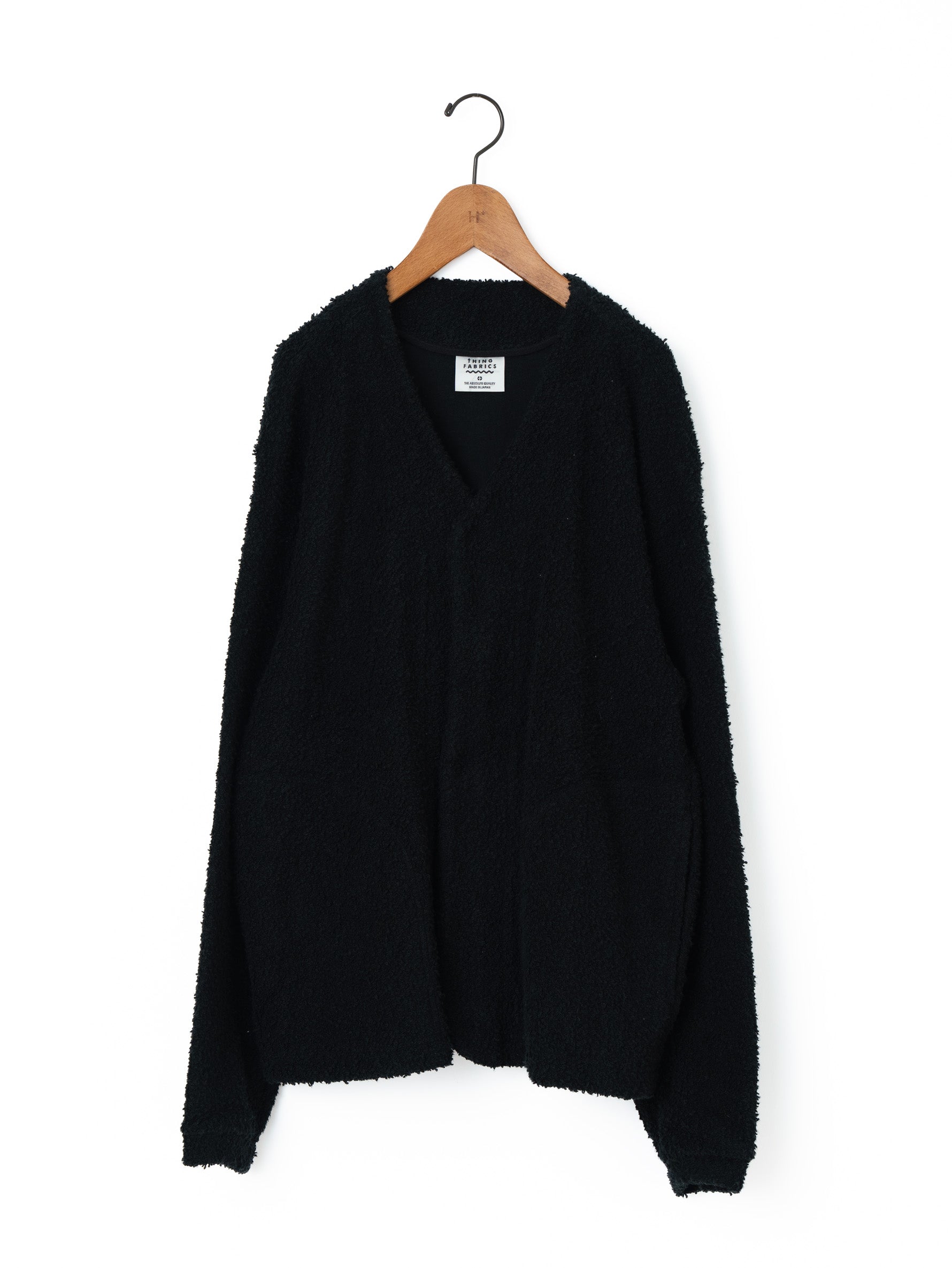 HUIS 遠州織物　SUVINスウェットリブカーディガン　ブラック thing fabrics |TF Cardigan (Random loopwheel) TFIN-3101