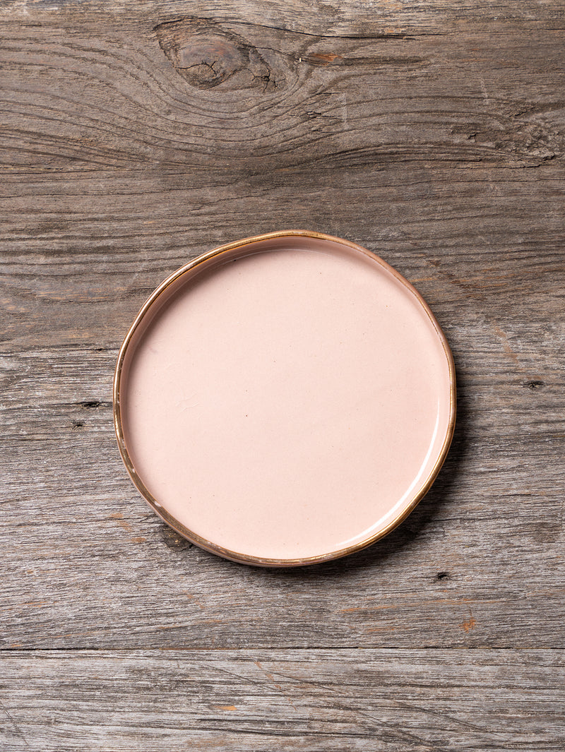 ucacoceramics | serie habiller plat15 薄ピンクｘ金彩取り分け皿