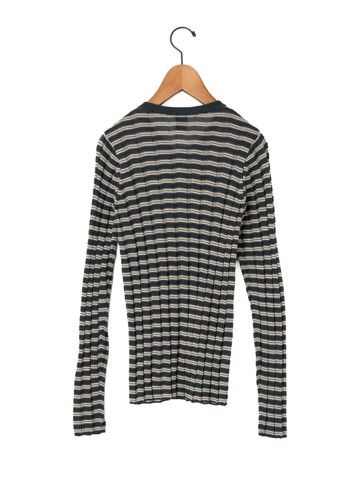 BATONER | SOLID WOOL WIDE RIB BORDER CREW NECK CARDIGAN BN-26FL-020