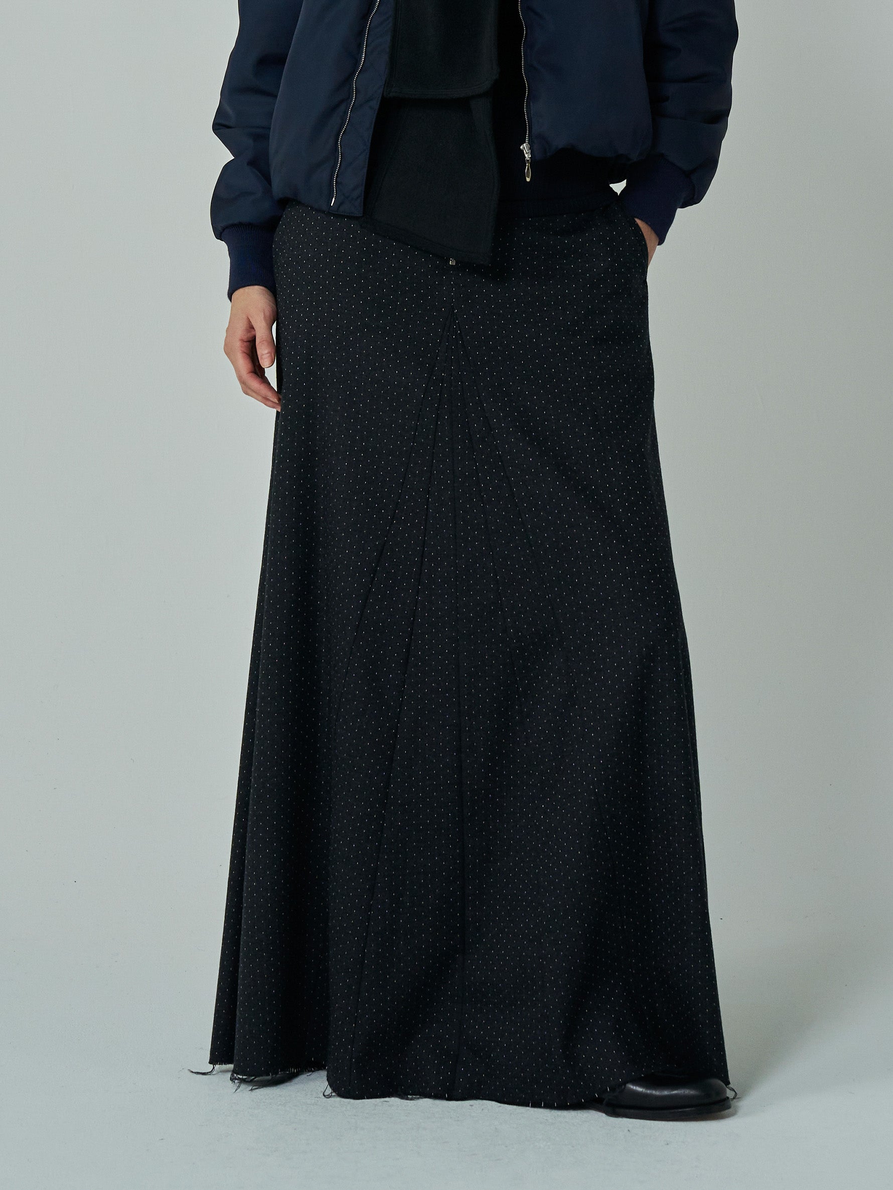 TanC TOKYO | ZIP FRONT DOT MAXI SKIRT TC26B-017