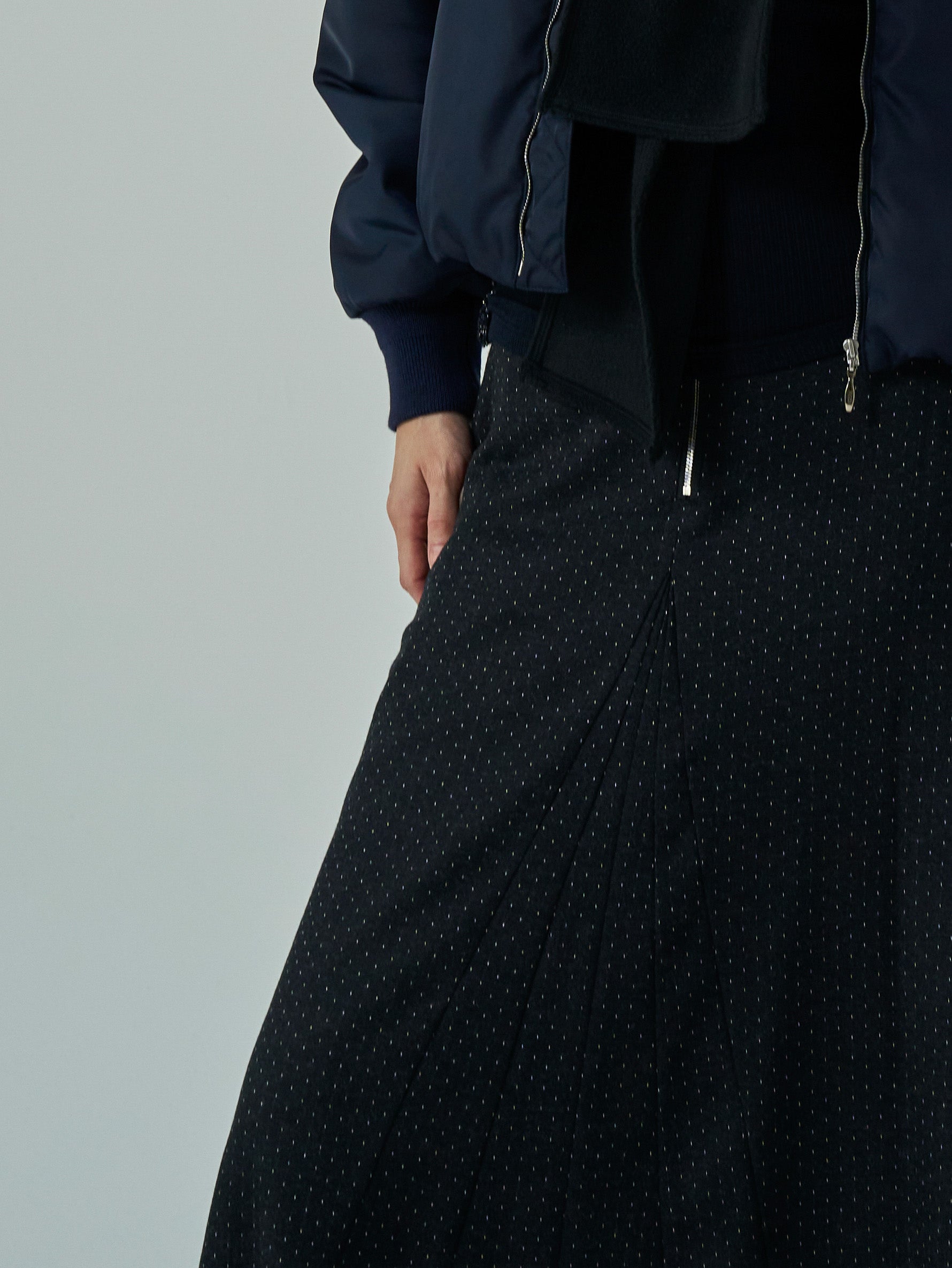 TanC TOKYO | ZIP FRONT DOT MAXI SKIRT TC26B-017