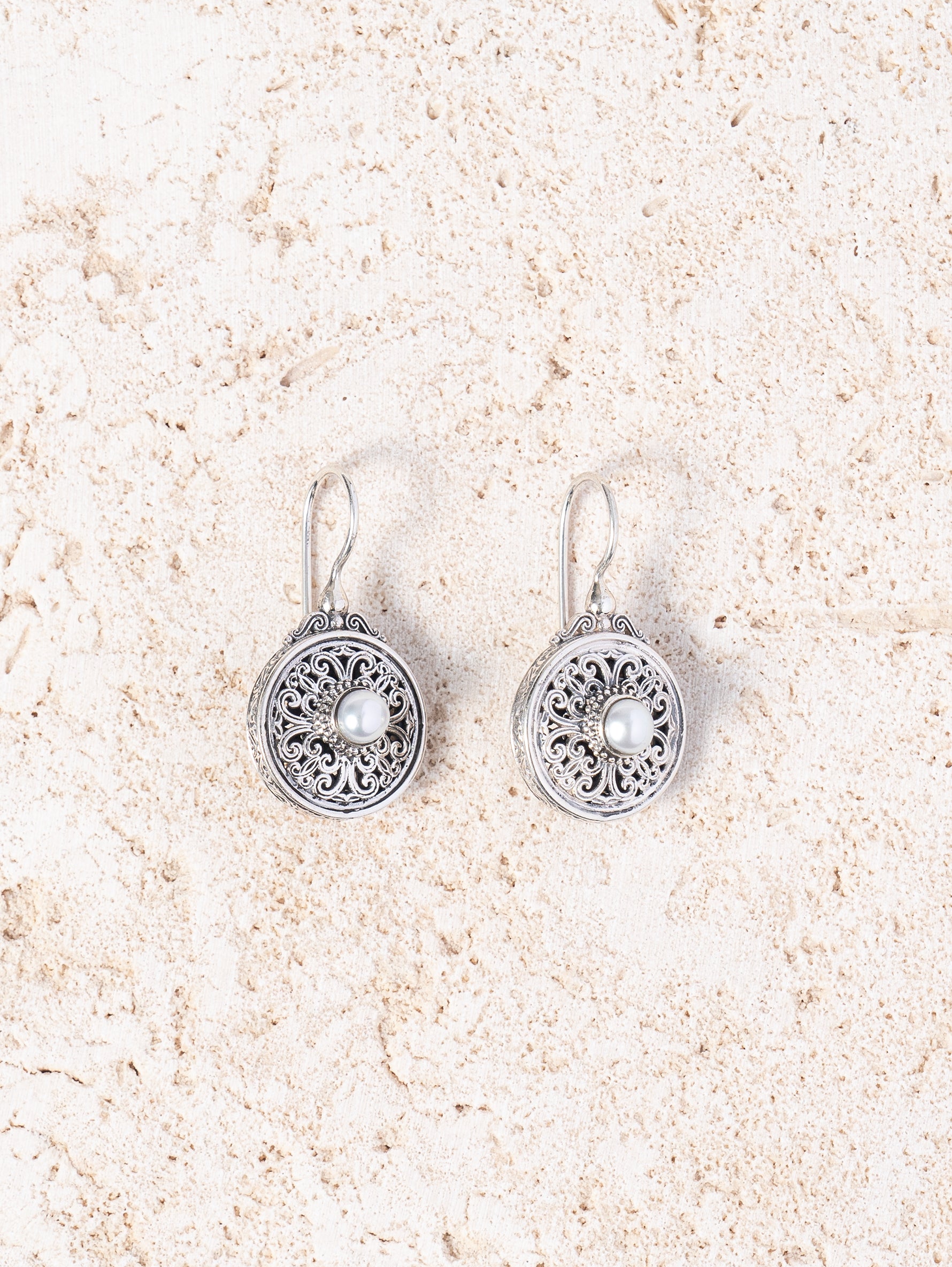 GEROCHRISTO | Mediterranean Round Earrings in Sterling Silver with Garnet