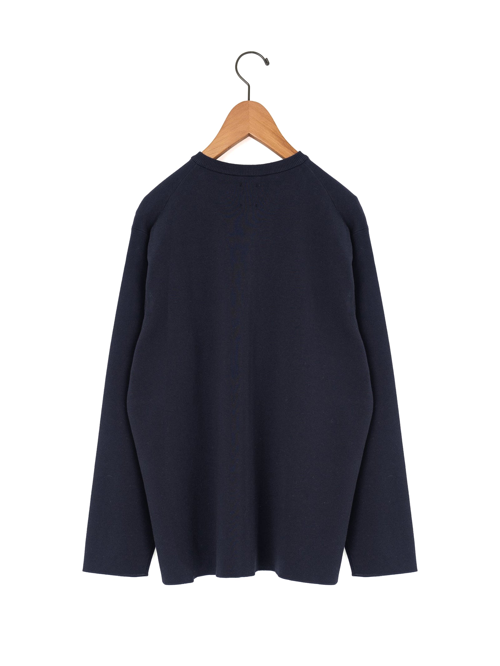 BATONER ネイビー カーディガン 長袖 BATONER | 32G スムース ニット クルーネック カーディガン – H+HELIOTROPE