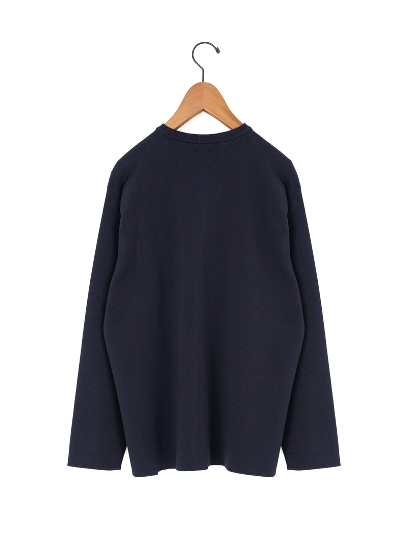 BATONER | 32G スムース ニット クルーネック カーディガン – H+HELIOTROPE