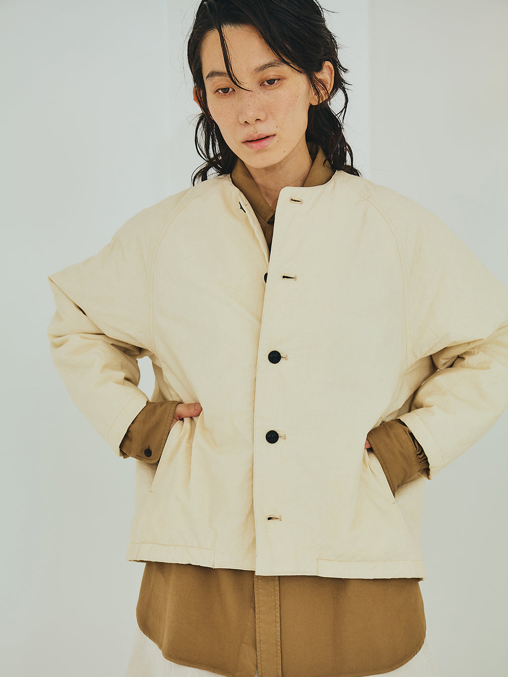 かぐれ　中綿ノーカラーショートコート H_HELIOTROPELOOK31421_2279d5c2