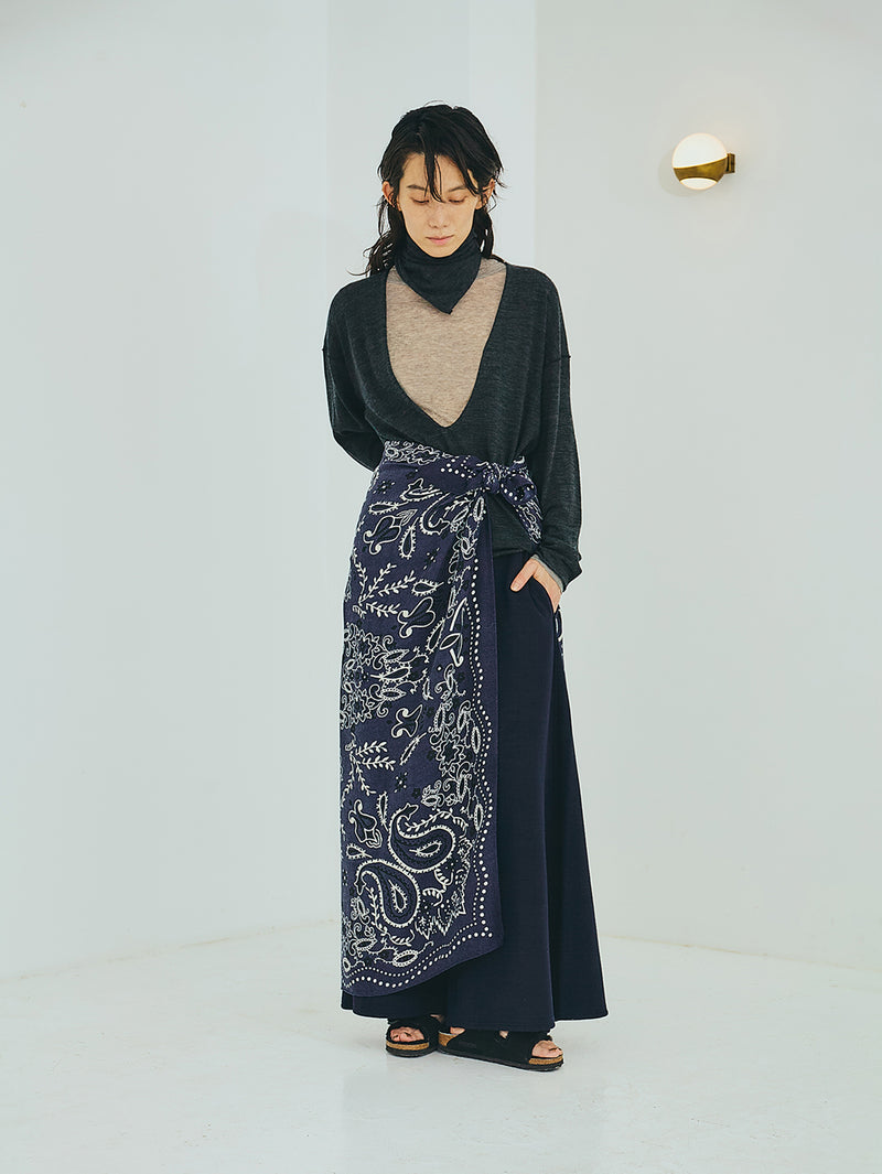 manipuri | 0143333019＜ウールシルクストールヘリンボーン織120＞カレイドバンダナ