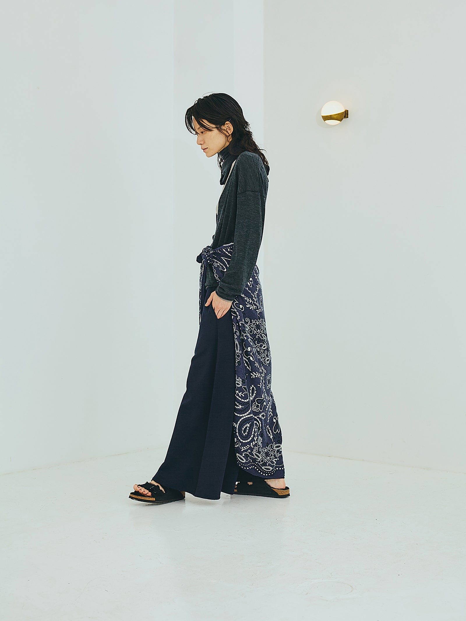 manipuri | 0143333019＜ウールシルクストールヘリンボーン織120