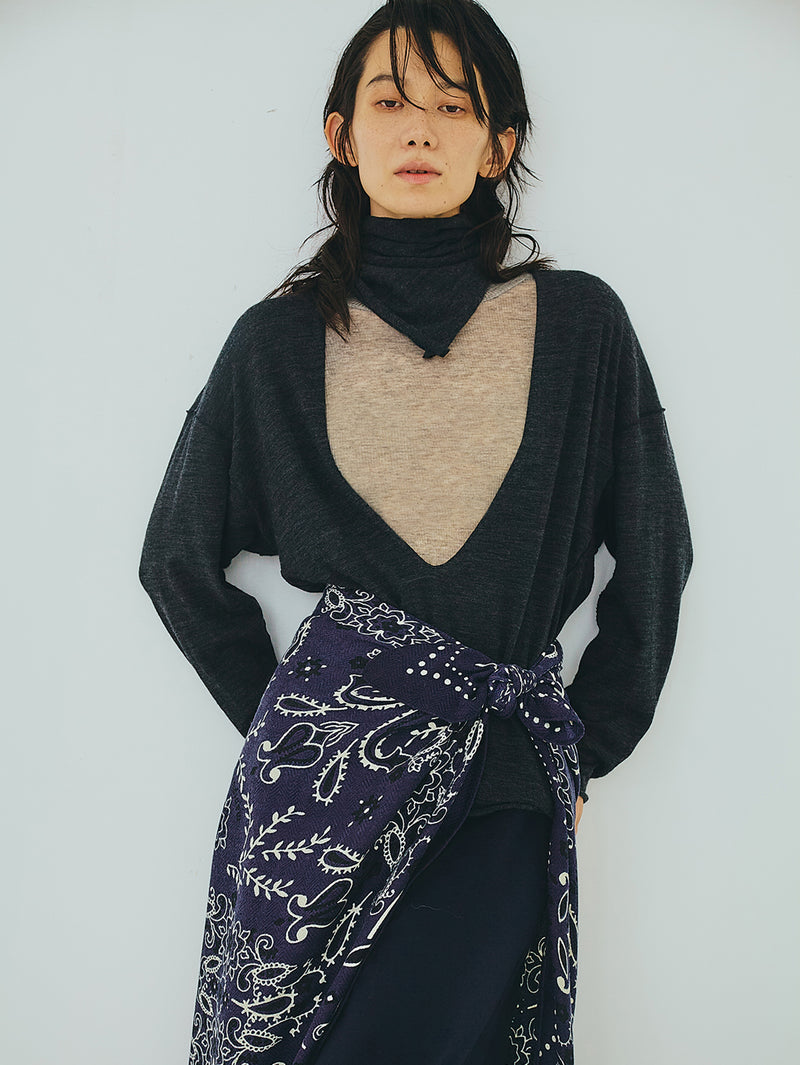 manipuri | 0143333019＜ウールシルクストールヘリンボーン織120＞カレイドバンダナ