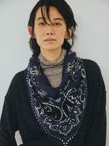 manipuri | 0143333019＜ウールシルクストールヘリンボーン織120＞カレイドバンダナ