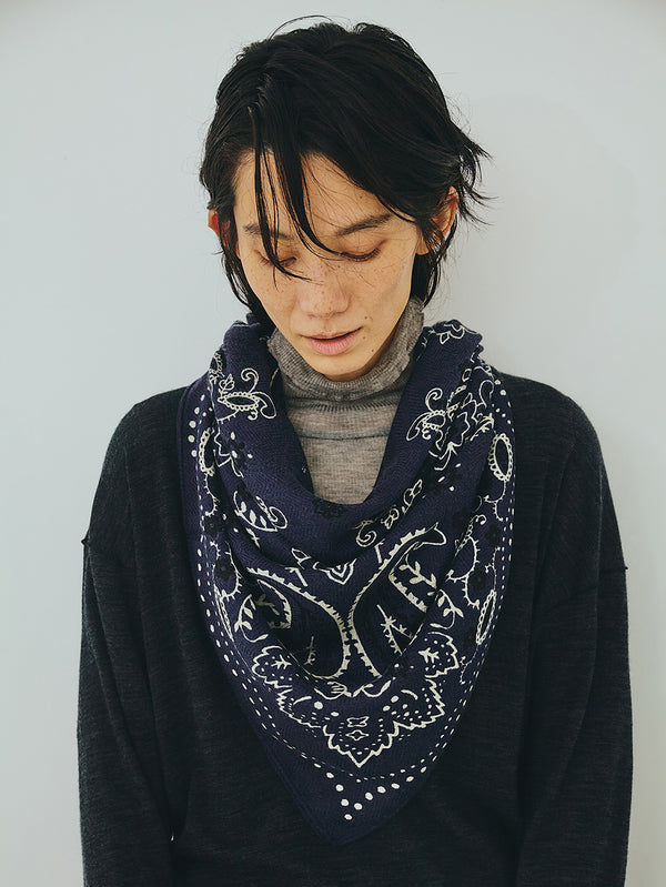 manipuri | 0143333019＜ウールシルクストールヘリンボーン織120＞カレイドバンダナ