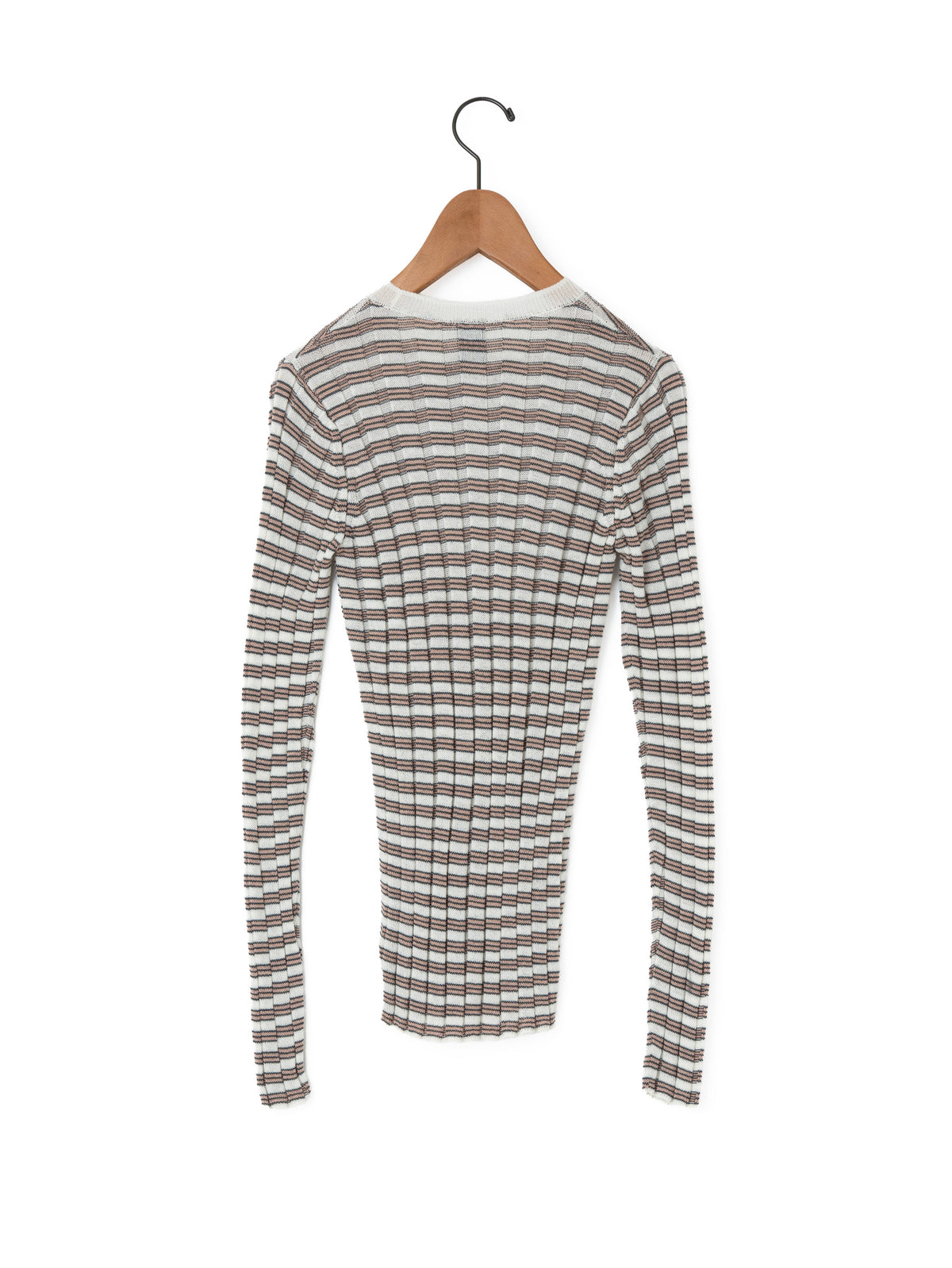 BATONER | SOLID WOOL WIDE RIB BORDERCREW NECK BN-26FL-019