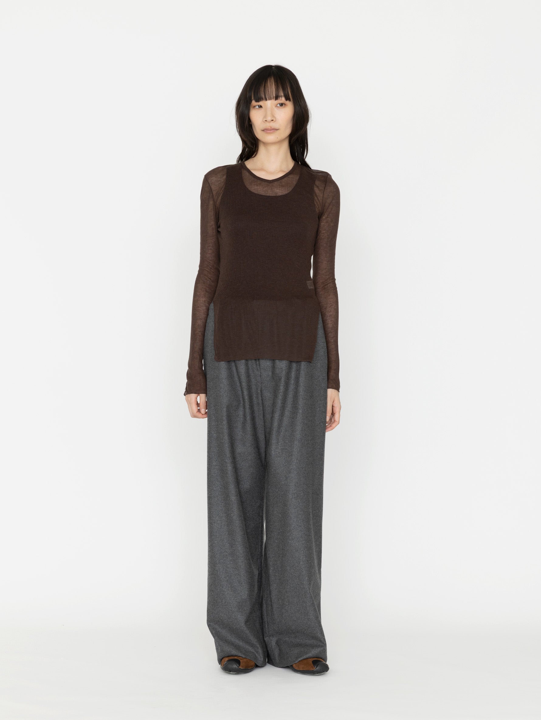 GGG | Side Slit V Neck Long Sleeve T 02-01-1963