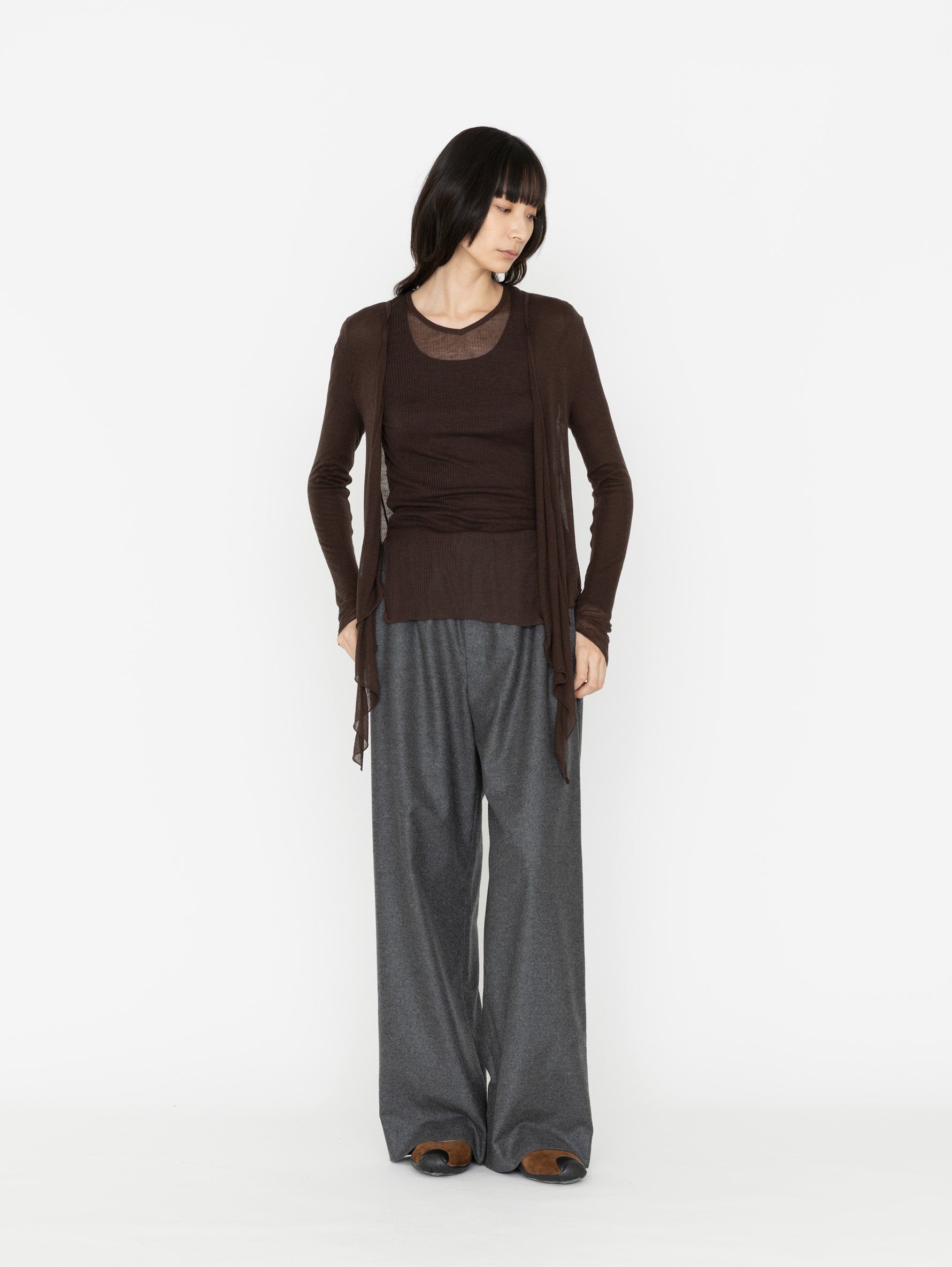 GGG | Tencel Cashmere Extra Soft Random Rib Two Way Cross Wrap Cardigan 02-01-1964