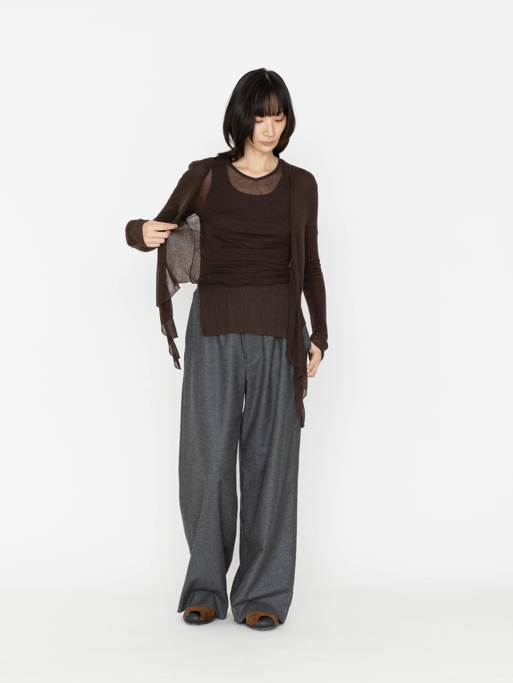 GGG | Tencel Cashmere Extra Soft Random Rib Two Way Cross Wrap Cardigan 02-01-1964