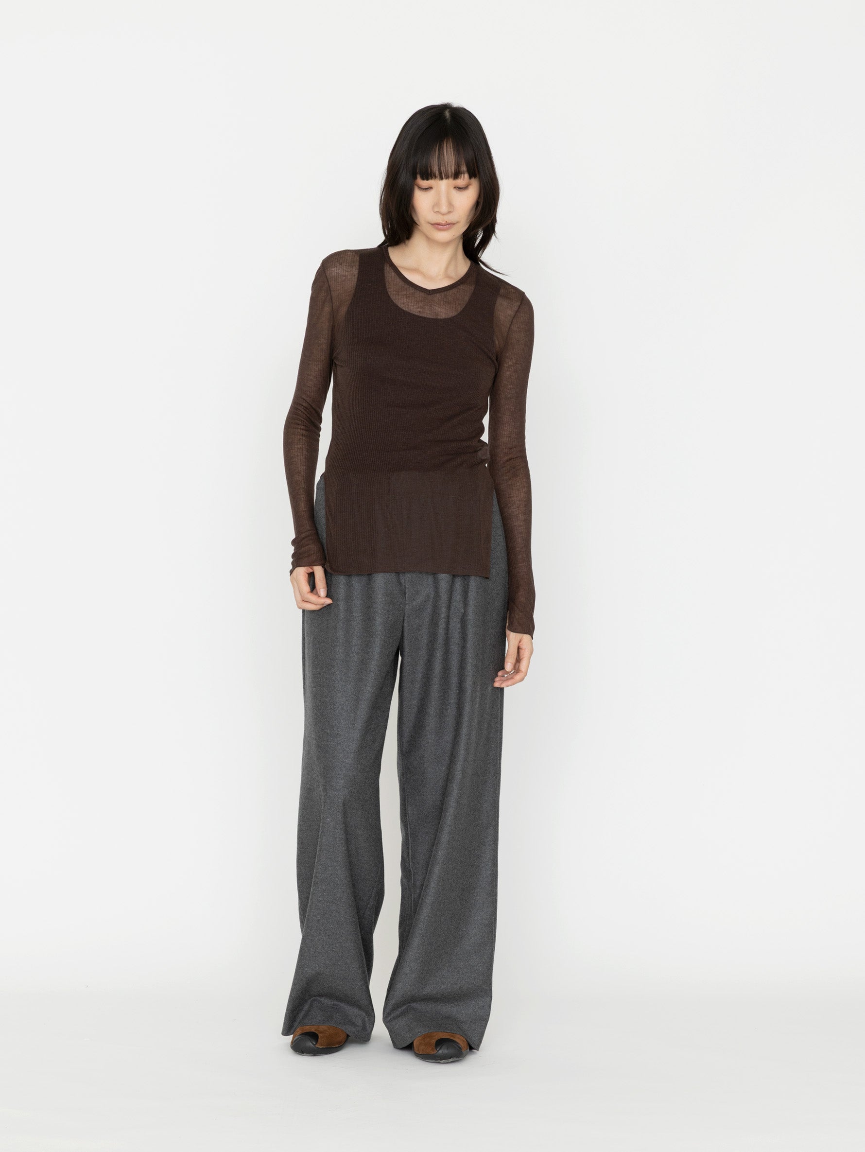 GGG | Side Slit V Neck Long Sleeve T 02-01-1963