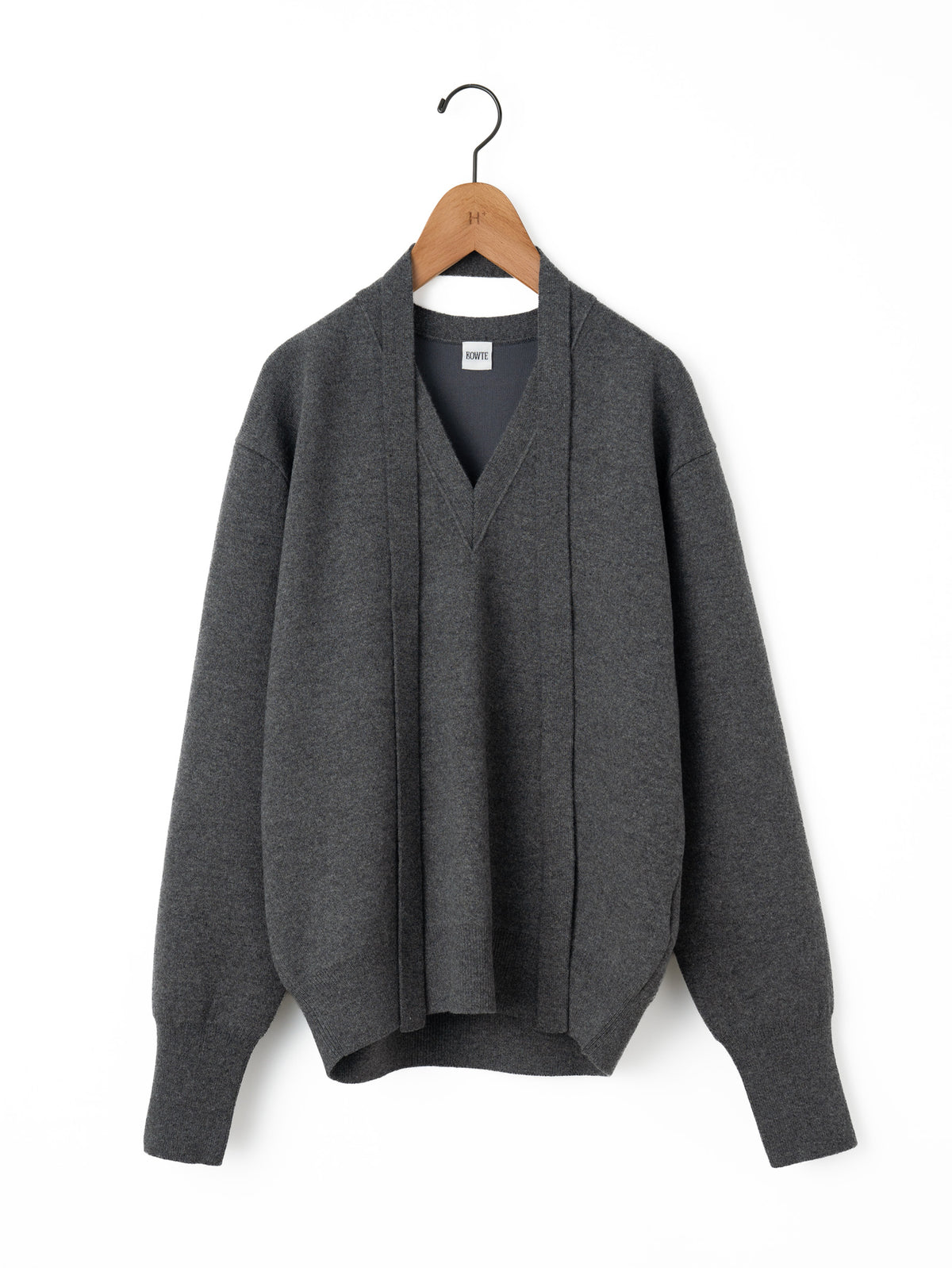 BOWTE | WOOL CASHMERE MELANGE BOW TIE V NECK KNIT 262-03-0005