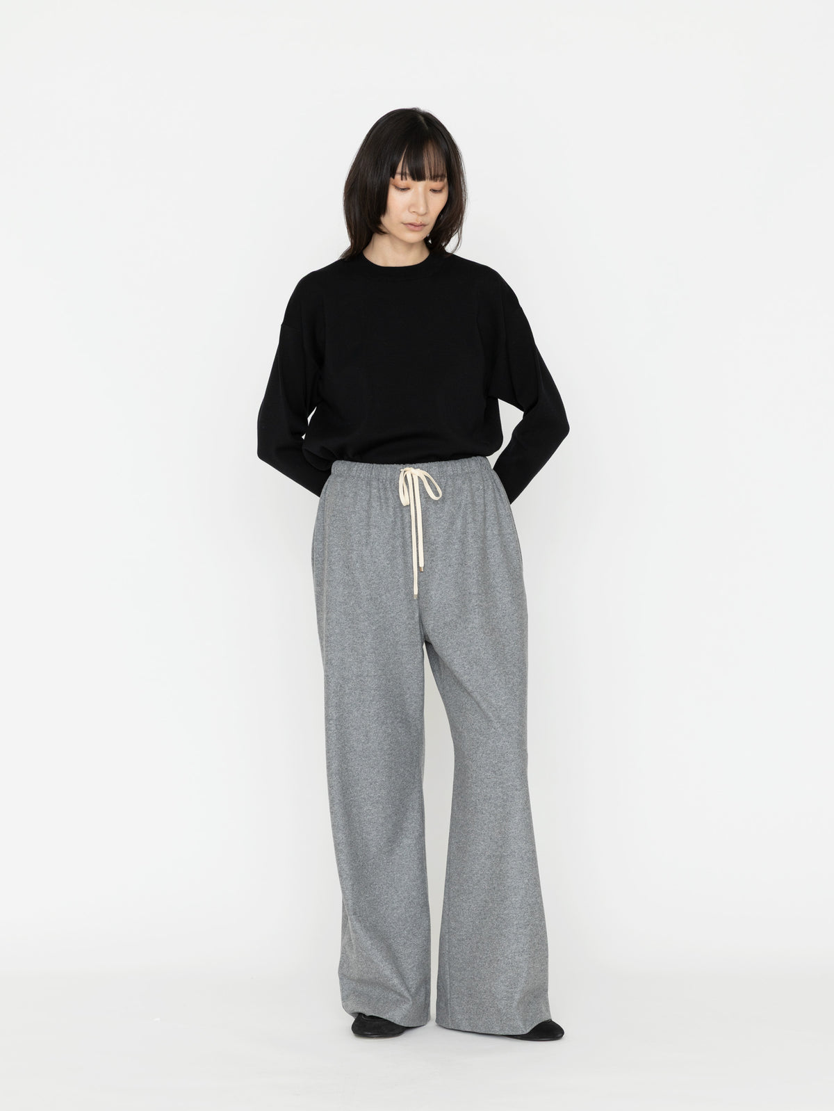 GGG | Super 160's Wool Flannel Jersey Drawstring Easy Pants 02-01-1982