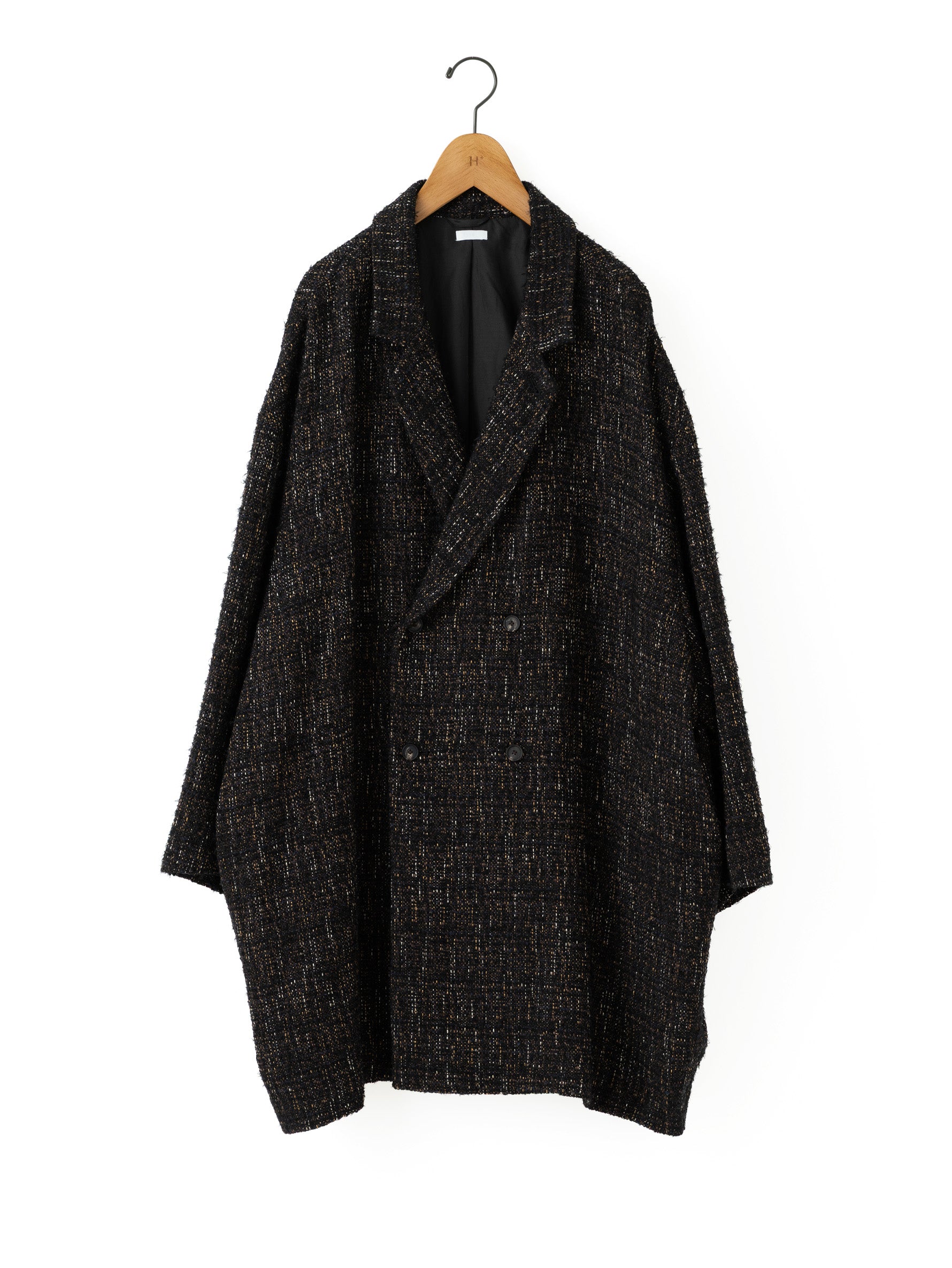 【スカイハイファーム】新品タグ付き　激レア　星モチーフ　コート　シルク　黒 SEEALL |EXTRA OVERSIZED HALF COAT SAU61 CT182