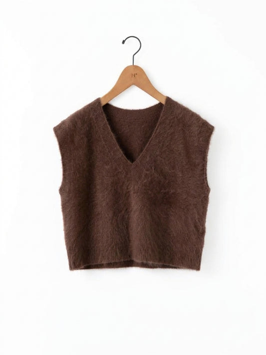 enrica | カシミヤシャギーVネックニットベスト KNIT149