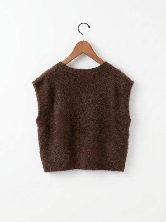 enrica | カシミヤシャギーVネックニットベスト KNIT149