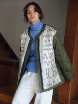 manipuri | ＜ミリタリージャケットUNISEX＞リバーシブル　クロスステッチバンダナ