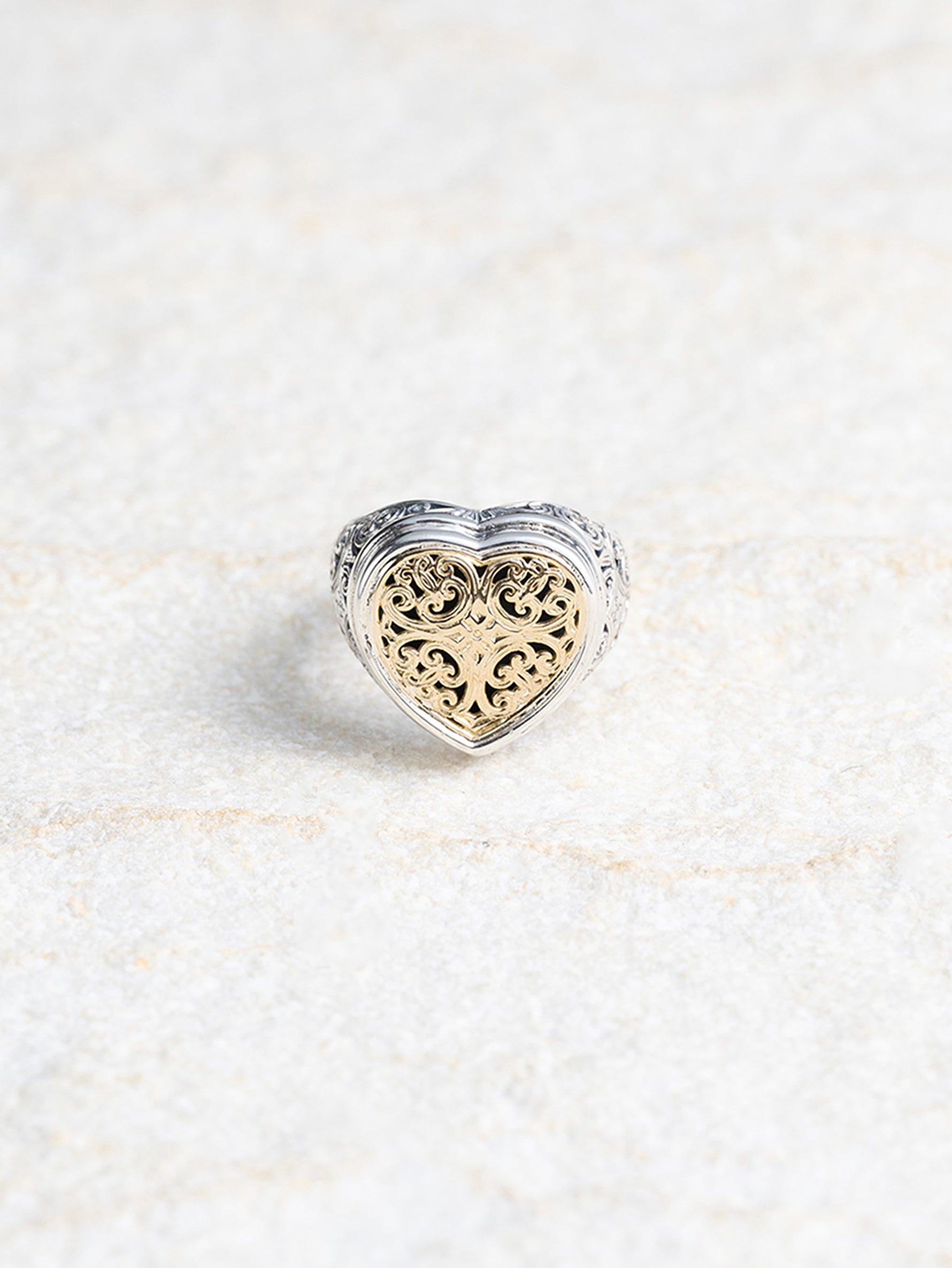 GEROCHRISTO | Mediterranean Heart Silver and 18K Gold Ring – H+