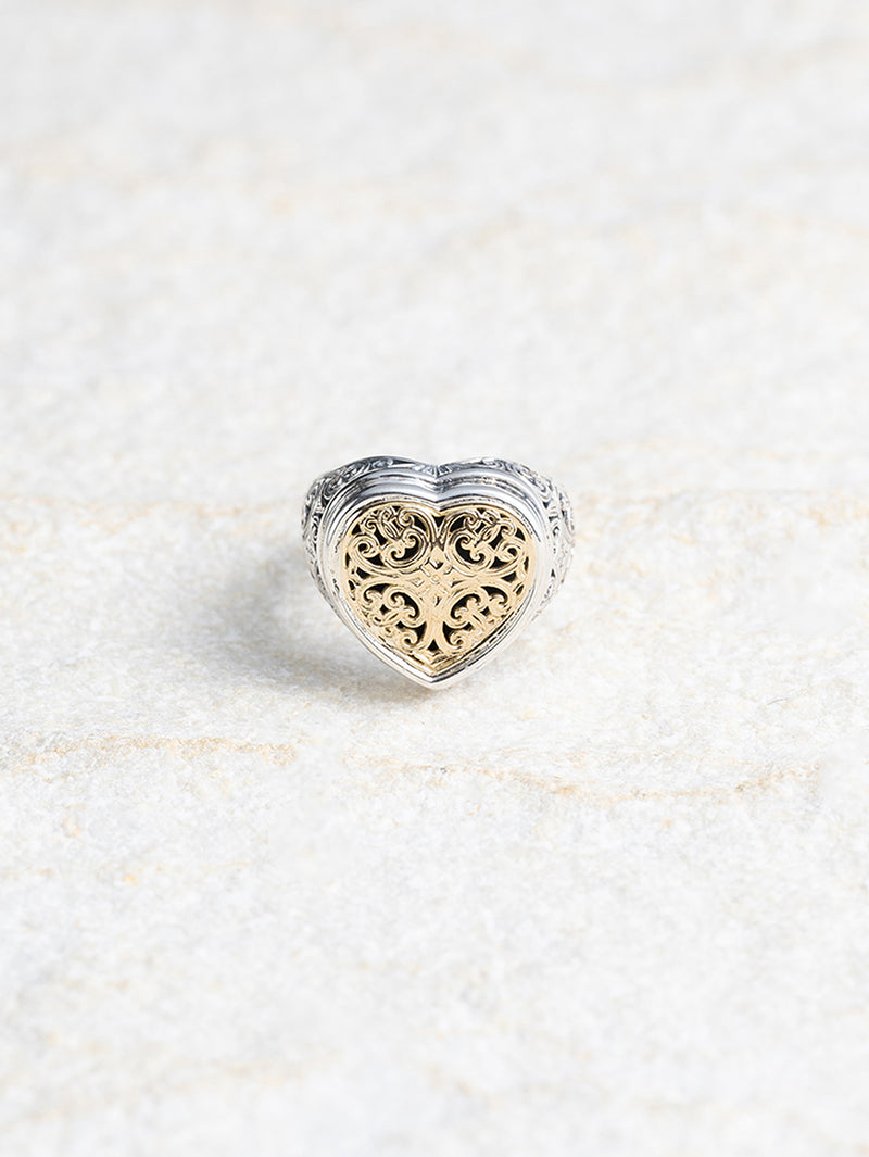 GEROCHRISTO | Mediterranean Heart Silver and 18K Gold Ring