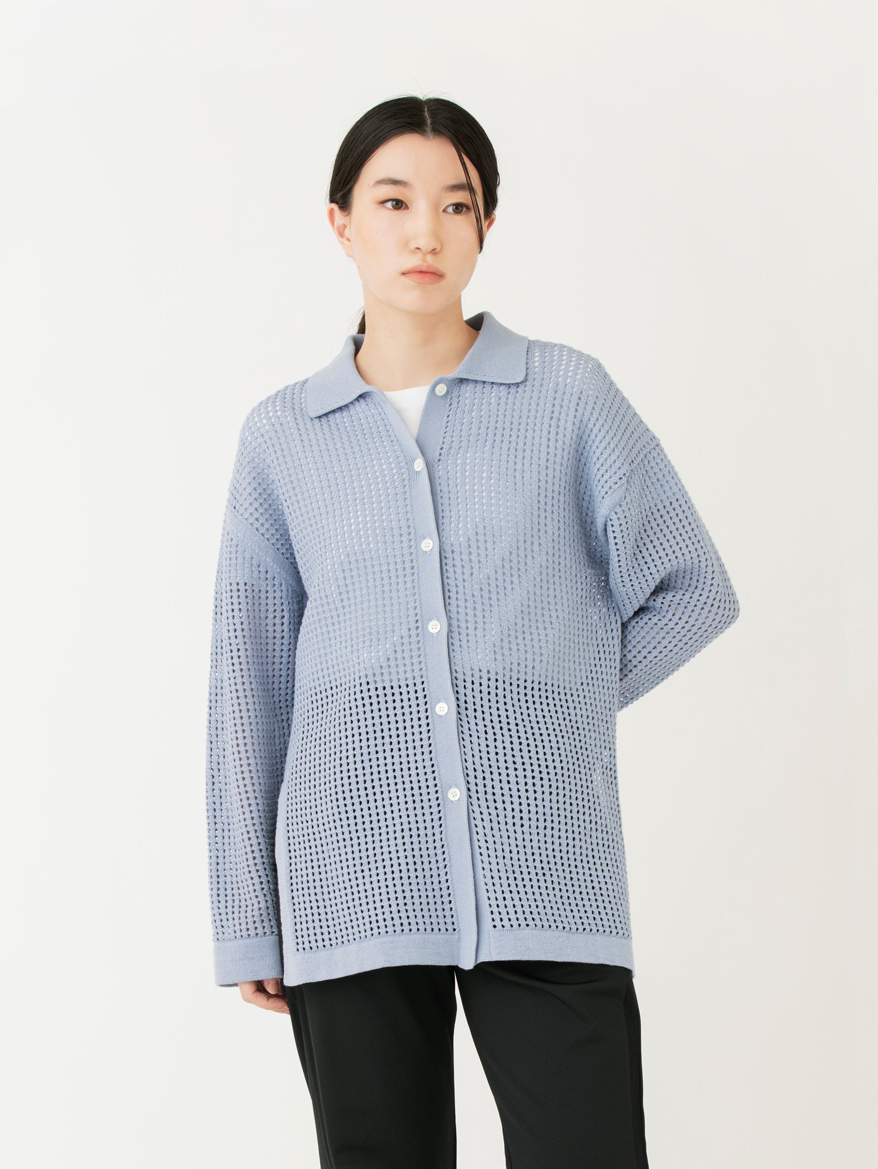 BATONER  | SUMMER KNIT POLO COLLAR CARDIGAN BN-23SL-023