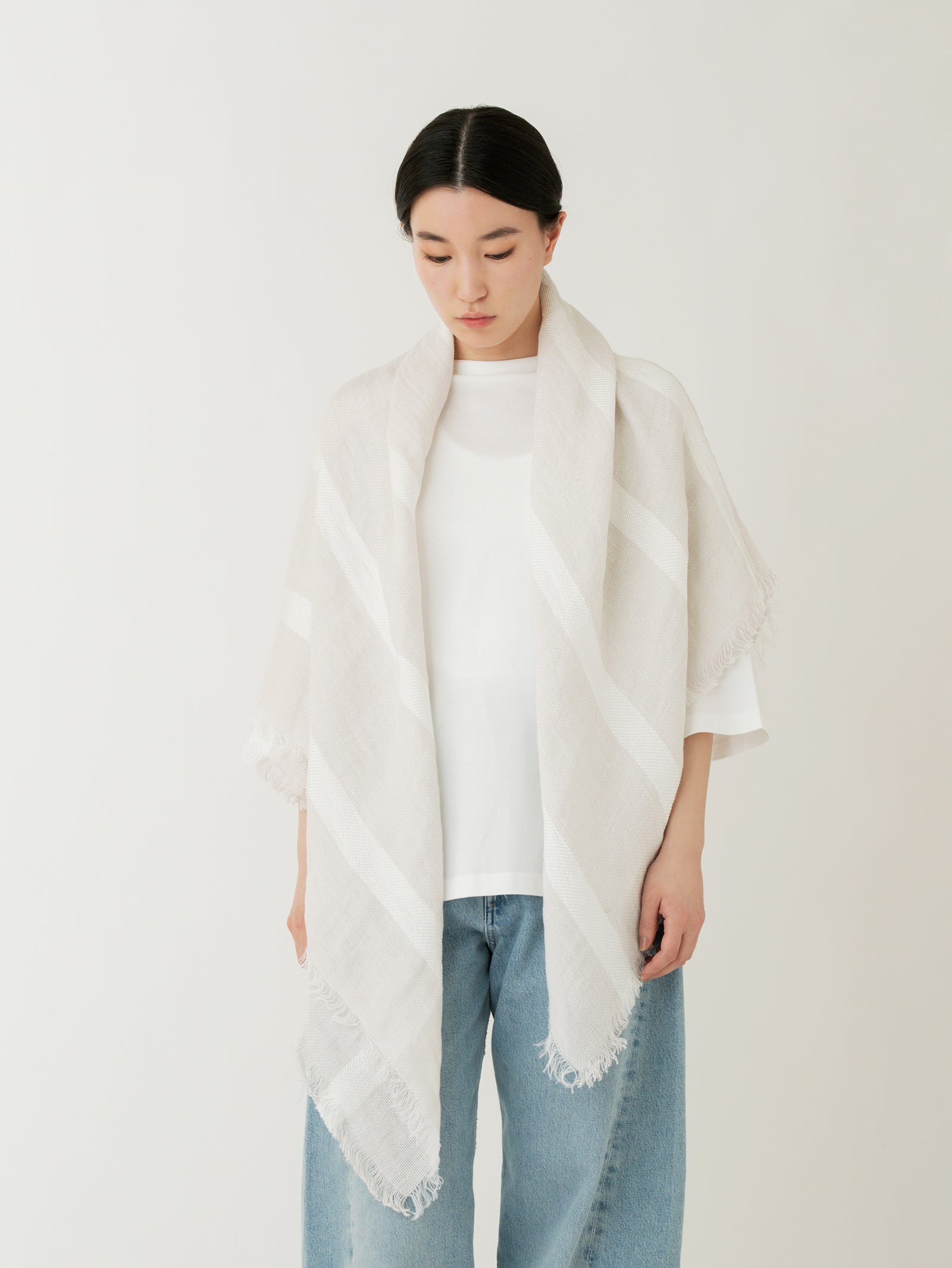 ASAUCE MELER | リネンヴィスコースグロッシーボーダースクエア