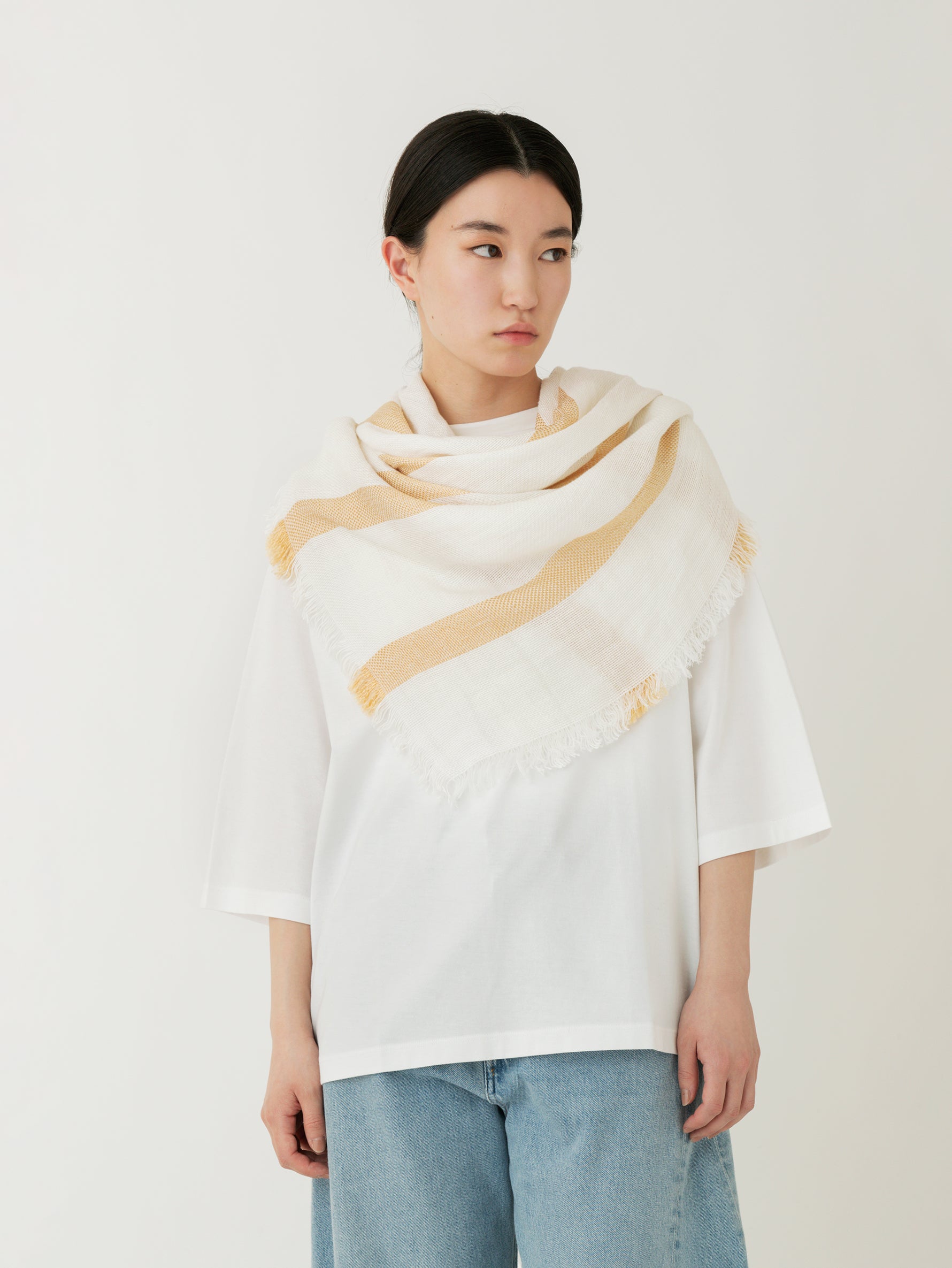 ASAUCE MELER | リネンヴィスコースグロッシーボーダースクエア